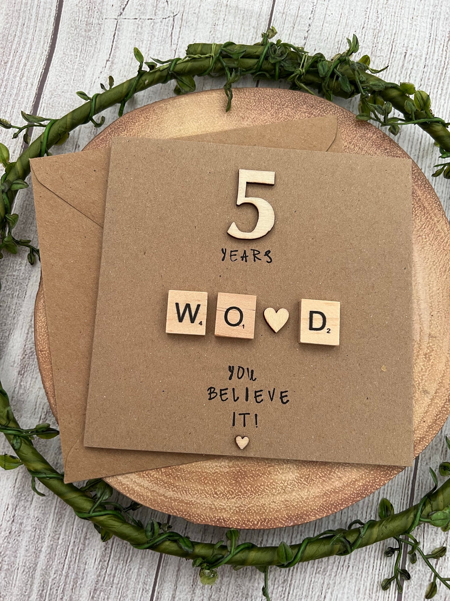 5 Year Wood Anniversary Card