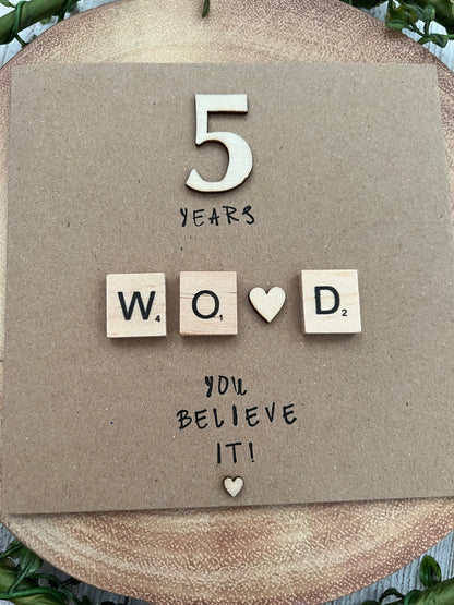 5 Year Wood Anniversary Card