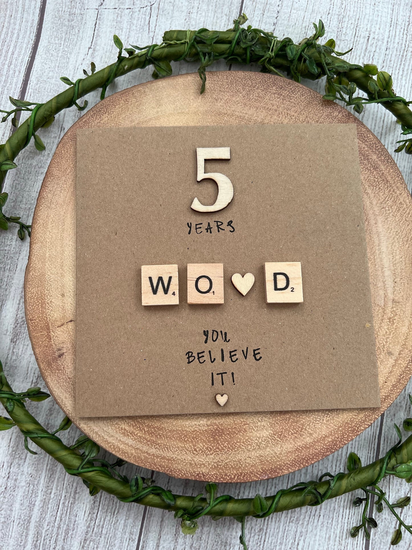 5 Year Wood Anniversary Card